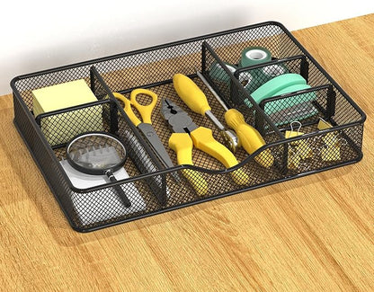Desk Drawer Organizer Tray, Metal Mesh Drawer Organizers Office, 6 Adjustable - Image 5