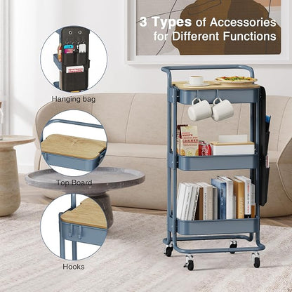 DTK 3 Tier Metal Utility Rolling Cart - Image 5