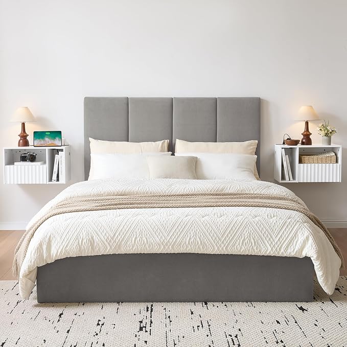 Modern Matte White Fluted Floating Nightstand - Image 8