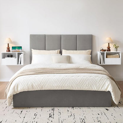 Modern Matte White Fluted Floating Nightstand - Image 8