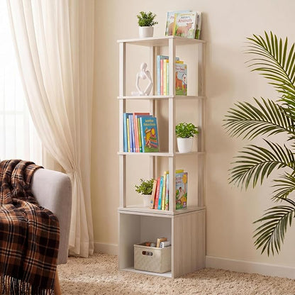 YUFAM Rotating Book Shelf Tower 4 Tier Spinning Wood Bookshelf 360 Revolving - Image 7