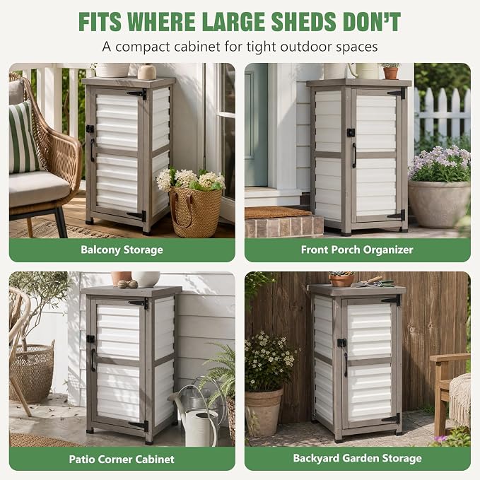 Ketive Outdoor Storage Cabinet, 33.5" H Compact Patio Storage Cabinet - Image 7