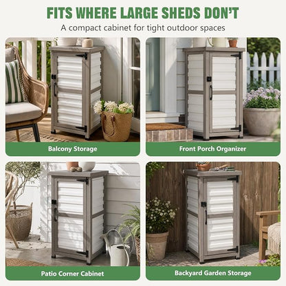 Ketive Outdoor Storage Cabinet, 33.5" H Compact Patio Storage Cabinet - Image 7