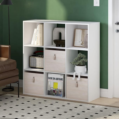 Furinno PELLI Book Shelf, 9-Cube Bookshelf, 3x3 Cube Storage Organizer Bookcase - Image 2