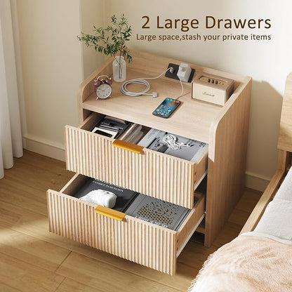 Fluted Nightstand Set of 2, 23.6" Night Stand - Image 5