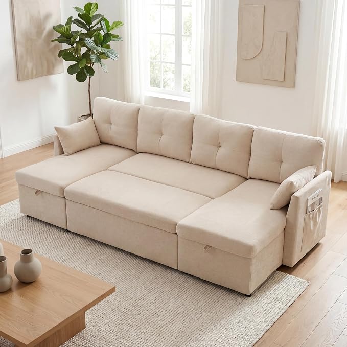 Huatean Home Oversized Sleeper Sofa Couch, 100 inch 2 in 1 Pullout Couch Bed - Image 2