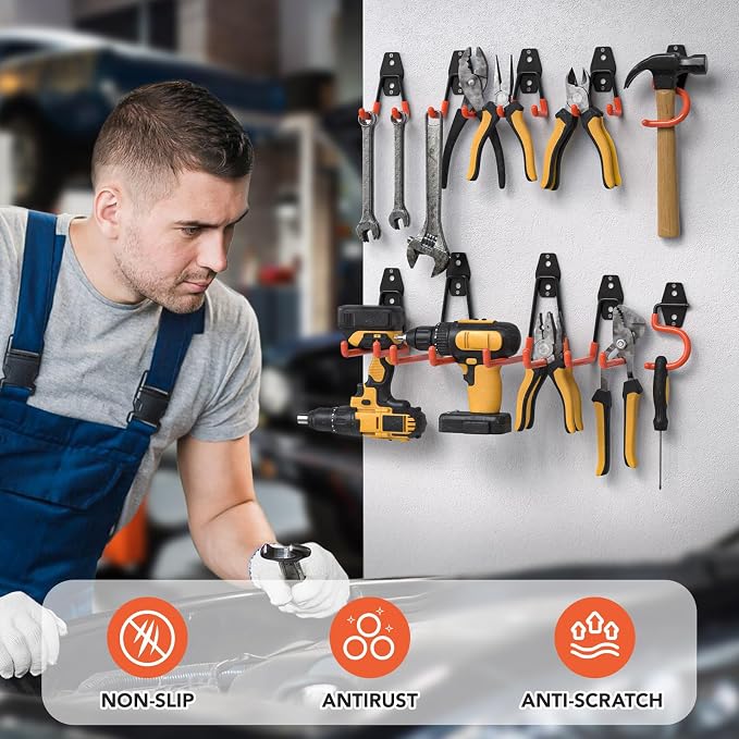 Garage Hooks with Anti-Slip Coating, Heavy Duty Wall Mount Storage Hooks - Image 5