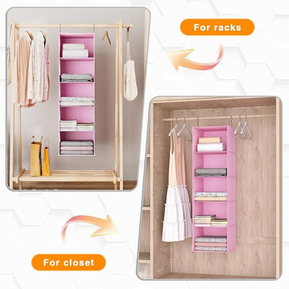 Hanging Closet Organizer, Easy Mount Foldable 5-Shelf Hanging Closet Wardrobe - Image 5