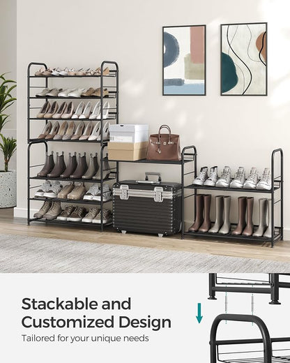 SONGMICS Stackable Shoe Rack, 4 Tier Metal Shoes Rack Storage Shelf, Holds up - Image 2
