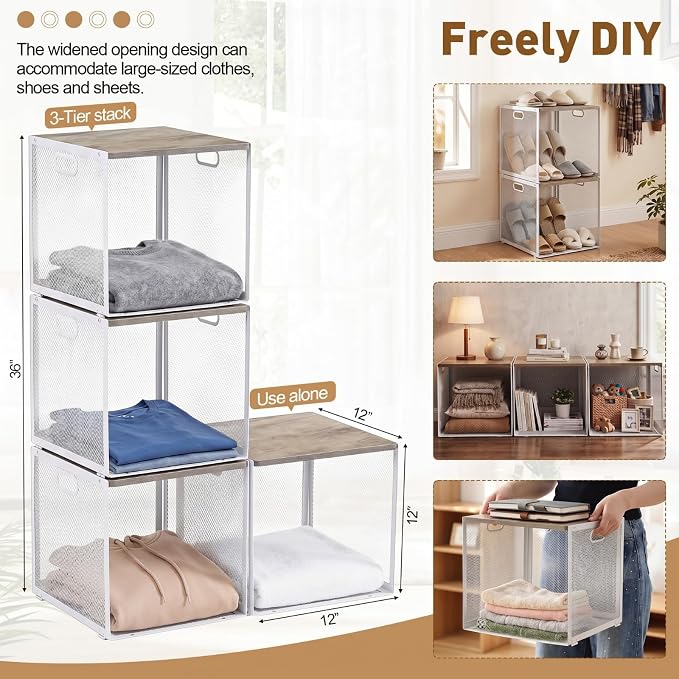 AceOrbit 3 Pcs Widened Stackable Closet Organizers and Storage - Image 2