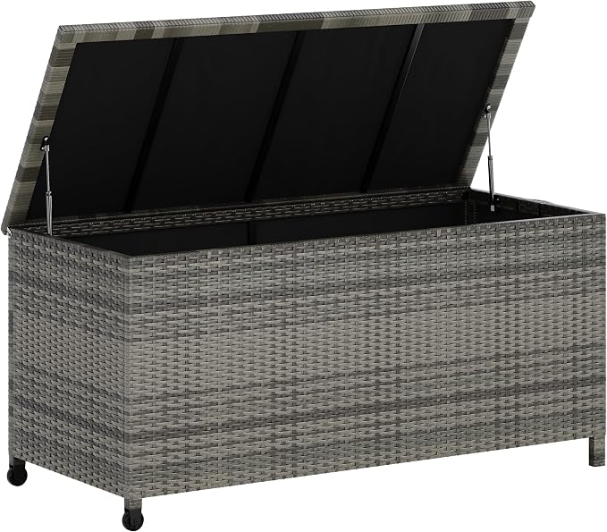 125 Gallon Large Deck Box Waterproof PE Rattan Outdoor Storage Box - Image 9
