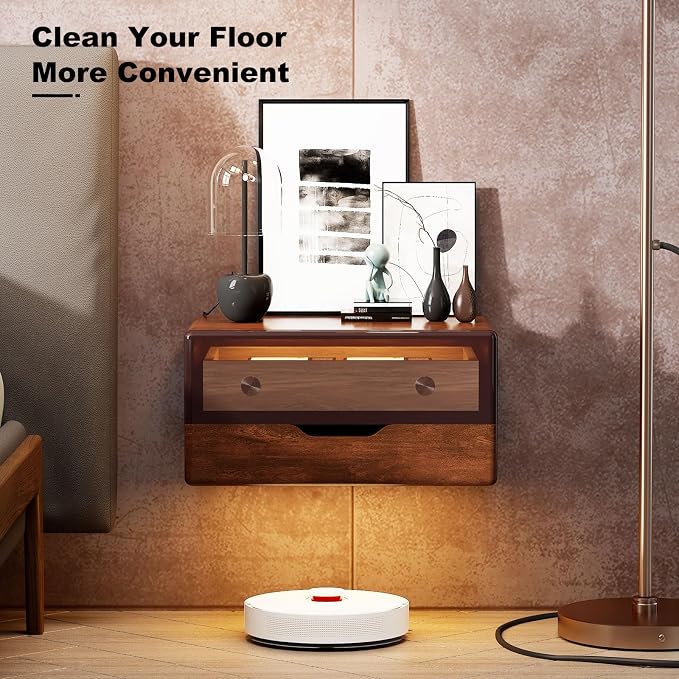 HedoAjim Nightstand Set of 2, Bedside Table Side End Table, Solid Wood Floating - Image 5