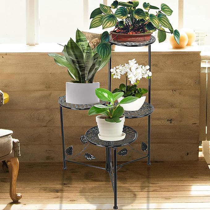NAKUPE Plant Stand Indoor Outdoor, 4 Tier Corner Metal Flower Display Holder - Image 6