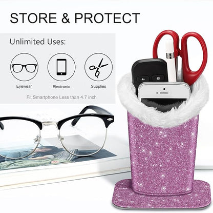 Fintie Plush Lined Eyeglasses Holder, Glasses Stand Case, Anti-scratch Glasses - Image 3