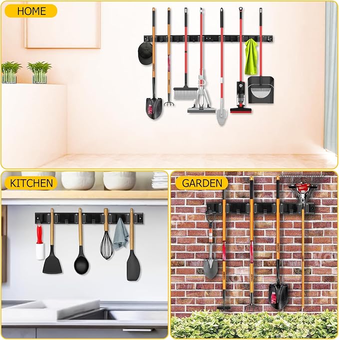 SLIIMU Movable 15'' Broom and Mop Holder Wall Mount - Image 7