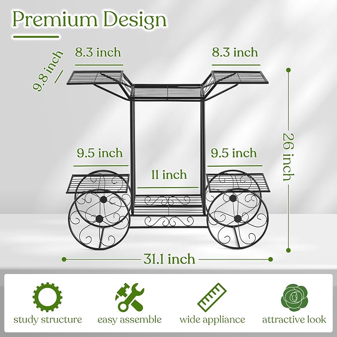 Sorbus® Garden Cart Stand & Flower Pot Plant Holder Display Rack, 6 Tiers - Image 3