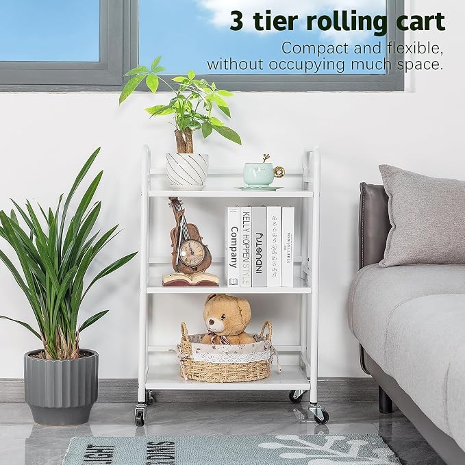 HDANI 3 Tier Rolling Cart Shelves, Heavy Duty Multifunctional Metal - Image 3