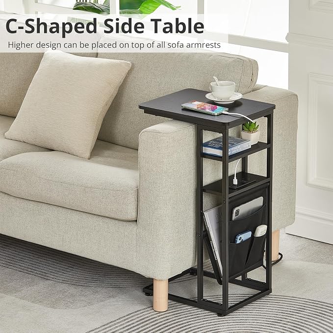 C Shaped End Table with Charging Station, Under Couch Table C-Shaped End Table - Image 4