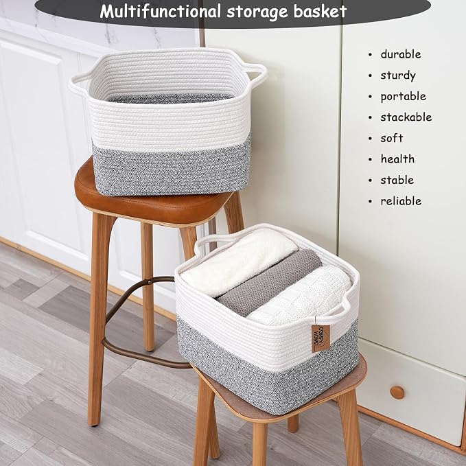 COMFY-HOMI Cotton Rope Woven Basket - Image 4