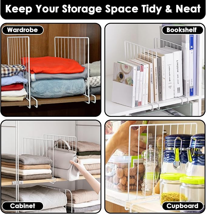 Shelf Dividers, 8 Pack Closet Organizers and Storage, Metal Closet Dividers - Image 7