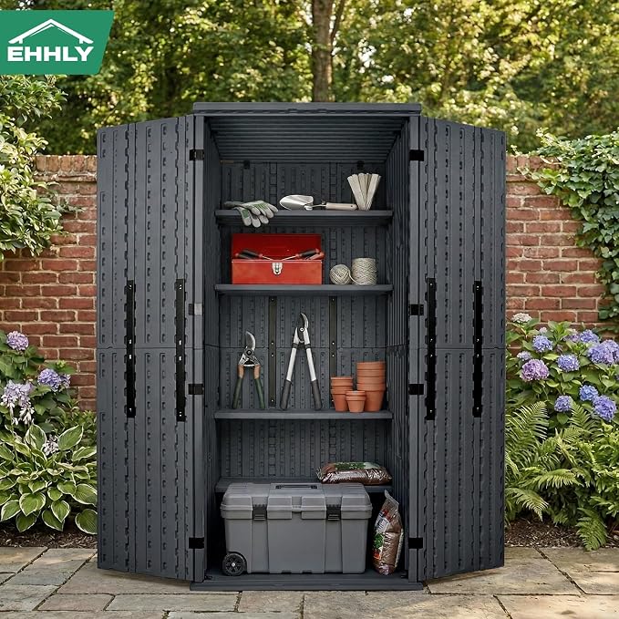 EHHLY Heavy Duty Tall Storage Cabinet Outdoor Weatherproof, 28 Cuft Garage - Image 7