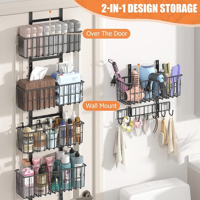 Hongtamoya Adjustable Over the Door Organizer, Metal Hanging Door Organizer - Image 7