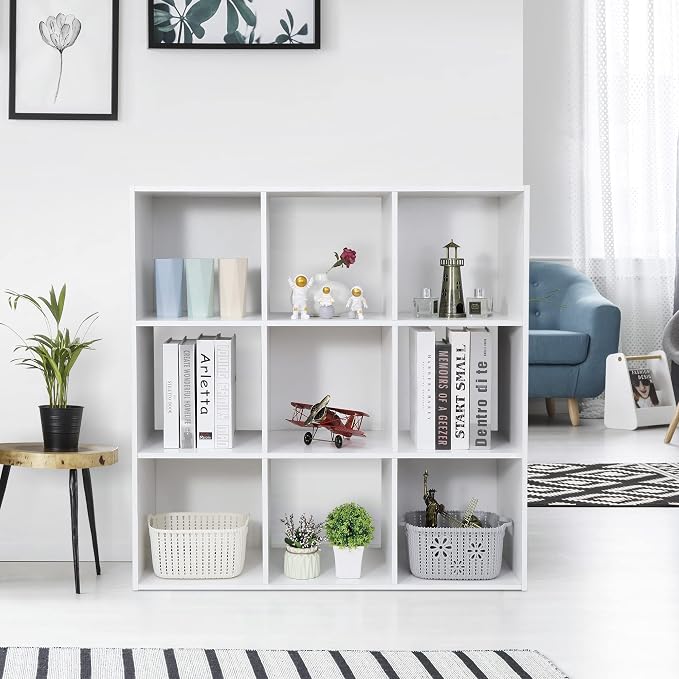ZenStyle 9 Cube Storage Shelf Organizer, Wooden Bookshelf System Display Cube - Image 2