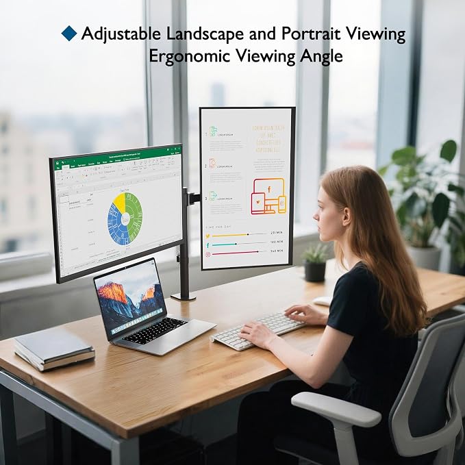 BONTEC Dual Monitor Desk Mount, Full Motion Adjustable Monitor Stand - Image 5