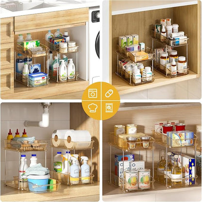 Delamu 2-Tier Under Sink Organizers and Storage, Pull Out Kitchen Pantry - Image 4
