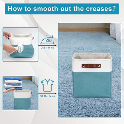 Collapsible Fabric Storage Cubes 11x11 Cube Storage Bins, 4 Pack Closet Baskets - Image 4