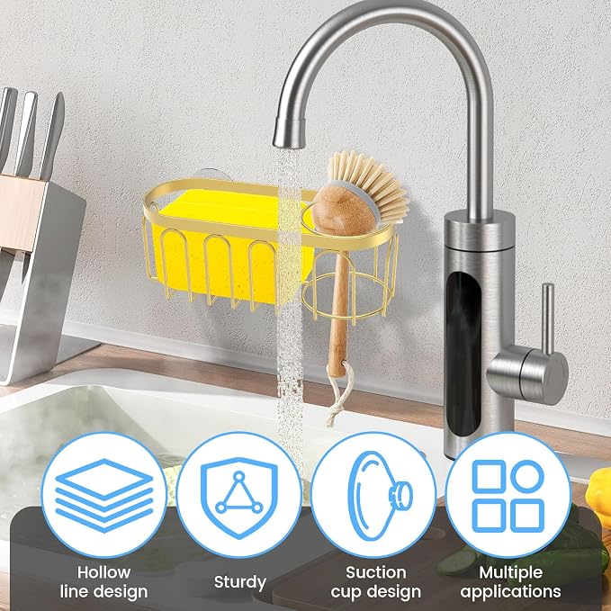 4 Pcs Sponge Holder Stainless Steel Kitchen Sink Caddy - Image 3