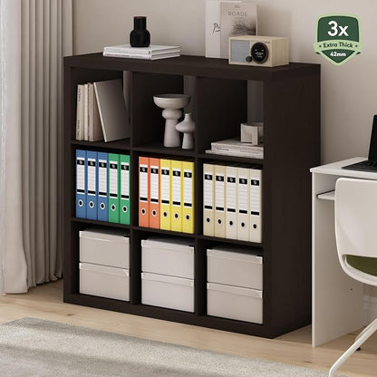 Furinno Cubicle Book Shelf, 9-Cube Bookshelf, Triple Thick Frame Cube Storage - Image 2