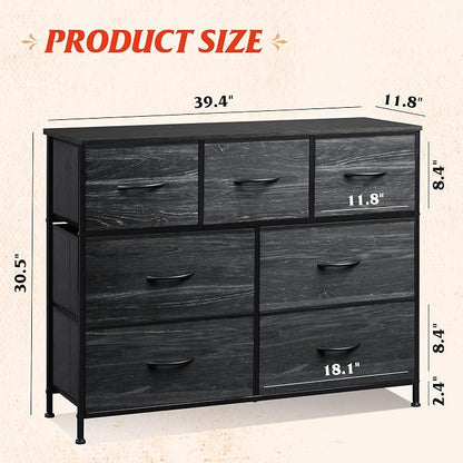 WLIVE 7 Drawer Dresser TV Stand, Entertainment Center, Media Console Table - Image 3