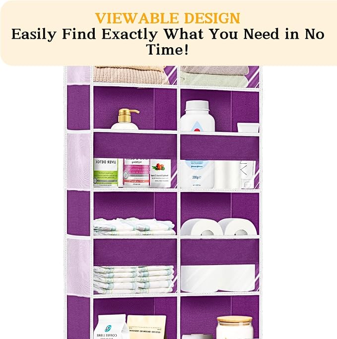 Over The Door Organizer 5 Tiers, Extra Large Behind Door Storage of 10 - Image 6
