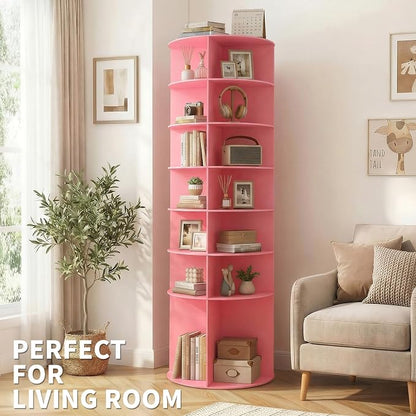 VINGLI Pink Rotating Shoe Rack Tower, 7 Tier 360°Shoe Storage - Image 9