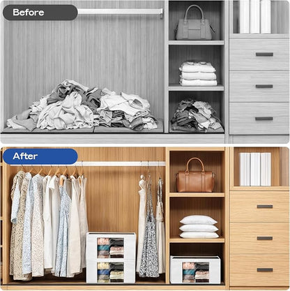 Clothes Storage Bags, Foldable Thick Fabric Blanket Storage Bags, Large Clear - Image 7