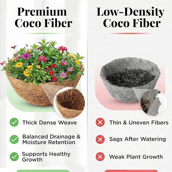 Coco Liners for Planters 14 Inch, 6 Pack Coco Basket Liners for Hanging Baskets - Image 5