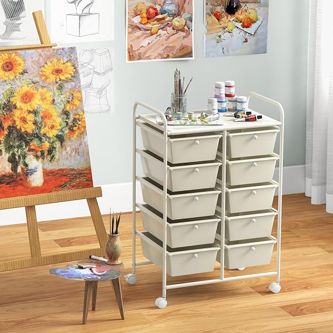 Giantex 10 Drawers Rolling Cart, Classroom Organizers, Storage Cart - Image 2
