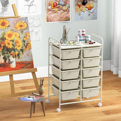 Giantex 10 Drawers Rolling Cart, Classroom Organizers, Storage Cart - Image 2