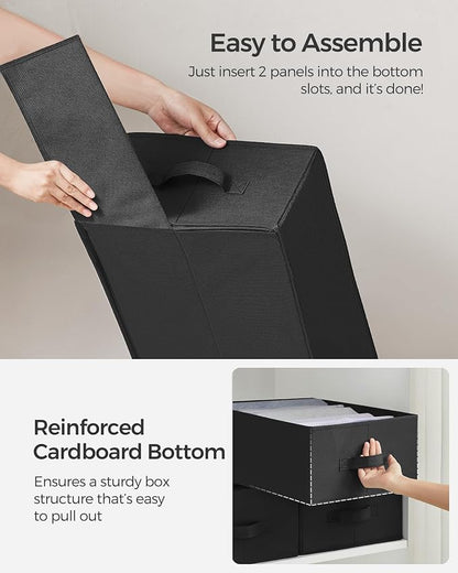 SONGMICS Set of 4 Large Size Wardrobe Clothes Organizers, 6-Compartment - Image 4
