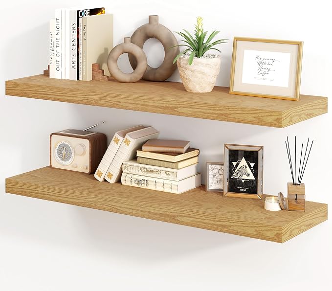 30 Inch Floating Shelves, Rustic Floating Wall Shelves 8 Inch Deep, 30 x 8 by FunMemories
