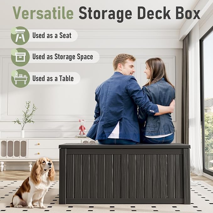 KAMABOKO Outdoor Storage Box, 150 Gallon Large Outdoor Resin Deck Box, Storage - Image 6
