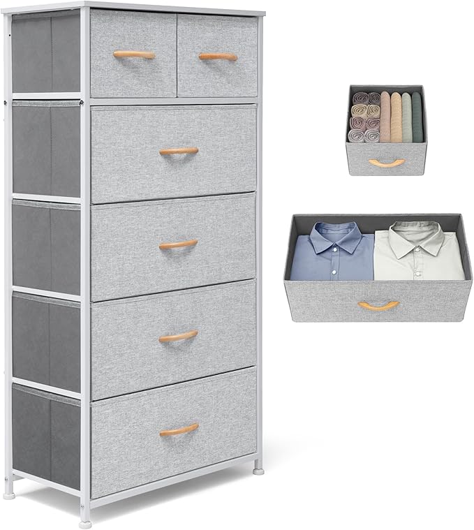 Fabric Dresser for Bedroom, Tall Skinny Dresser by VredHom