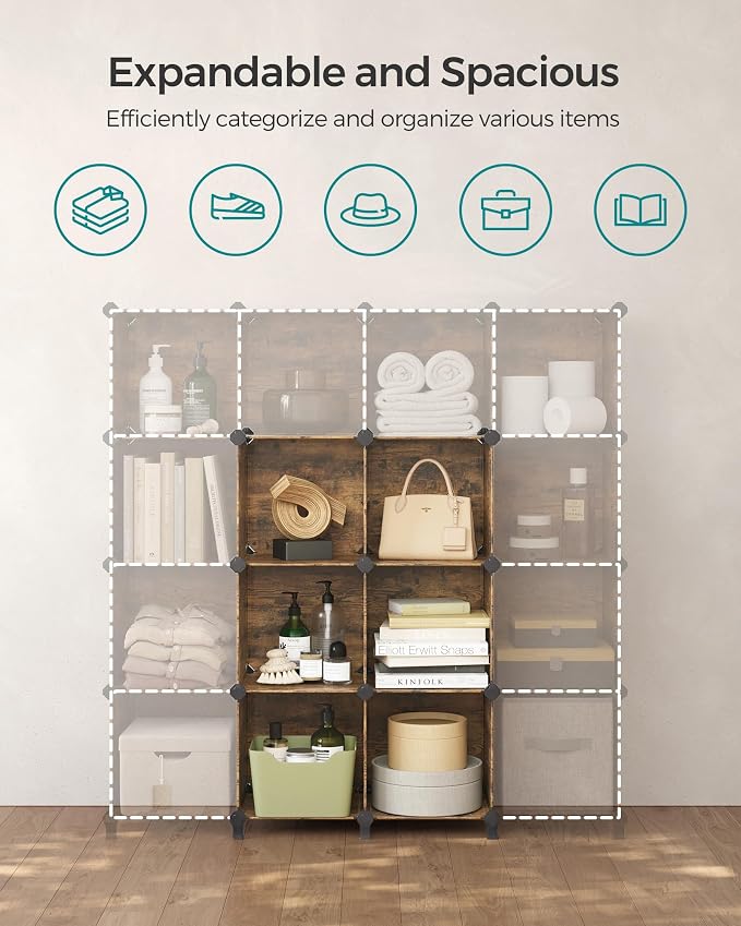 SONGMICS 6 Cube Storage Organizer, Modular Bookshelf, DIY Closet Organizers and - Image 5