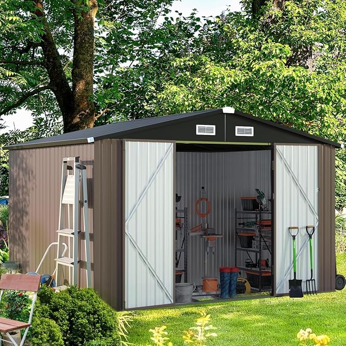 Aoxun 9.4x7.3x6.5 FT Outdoor Metal Storage Shed - Image 2