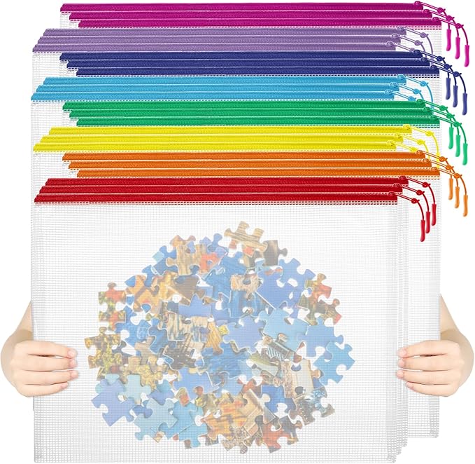 24pcs Mesh Zipper Pouch File Bags Puzzle Storage Bags, A3 17x12 Inches Large by YOPCDJ