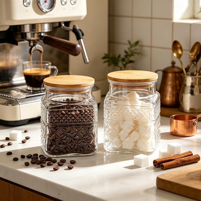 Prettidecor Glass Storage Jars, 38 FL OZ Airtight Canisters - Image 2