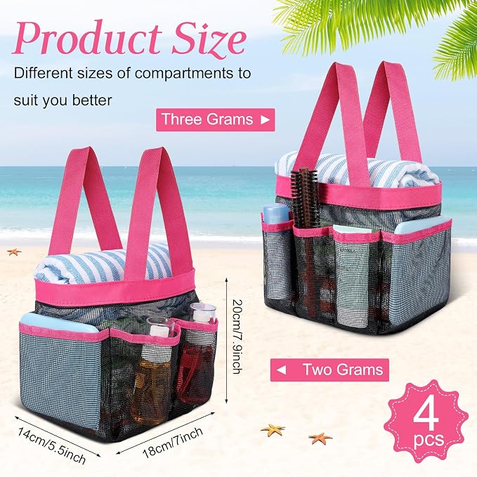 Hillban 4 Pcs Mesh Shower Caddy Portable Shower Caddy - Image 2