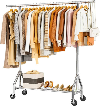 Heavy Duty Clothes Rack Load 450 LBS, Metal Garment Rack, Standing Rolling by HYSEYY