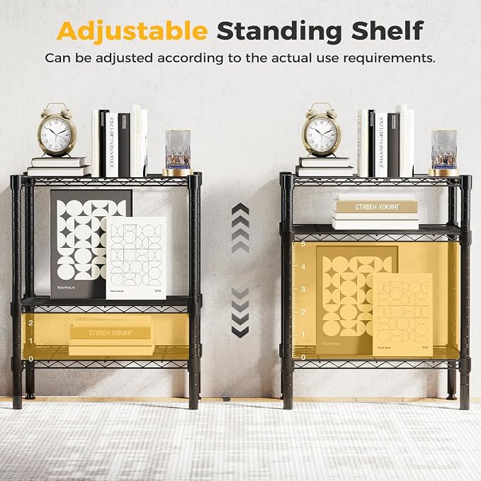 NEWBULIG 3-Tier Wire Storage Shelves, 200 lbs Heavy Duty Steel Rack, tool-free - Image 5